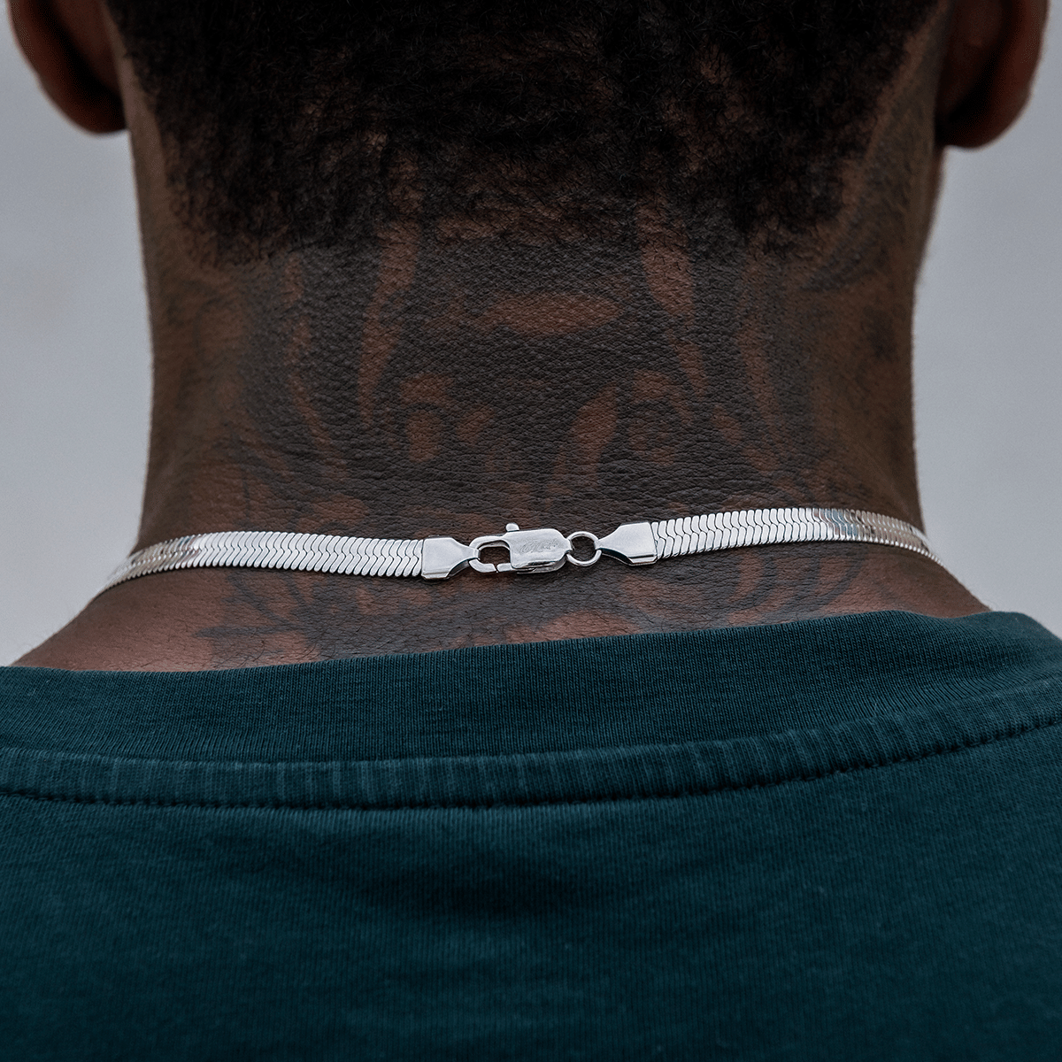 GLD Men Herringbone Chain in White Gold - 6 mm