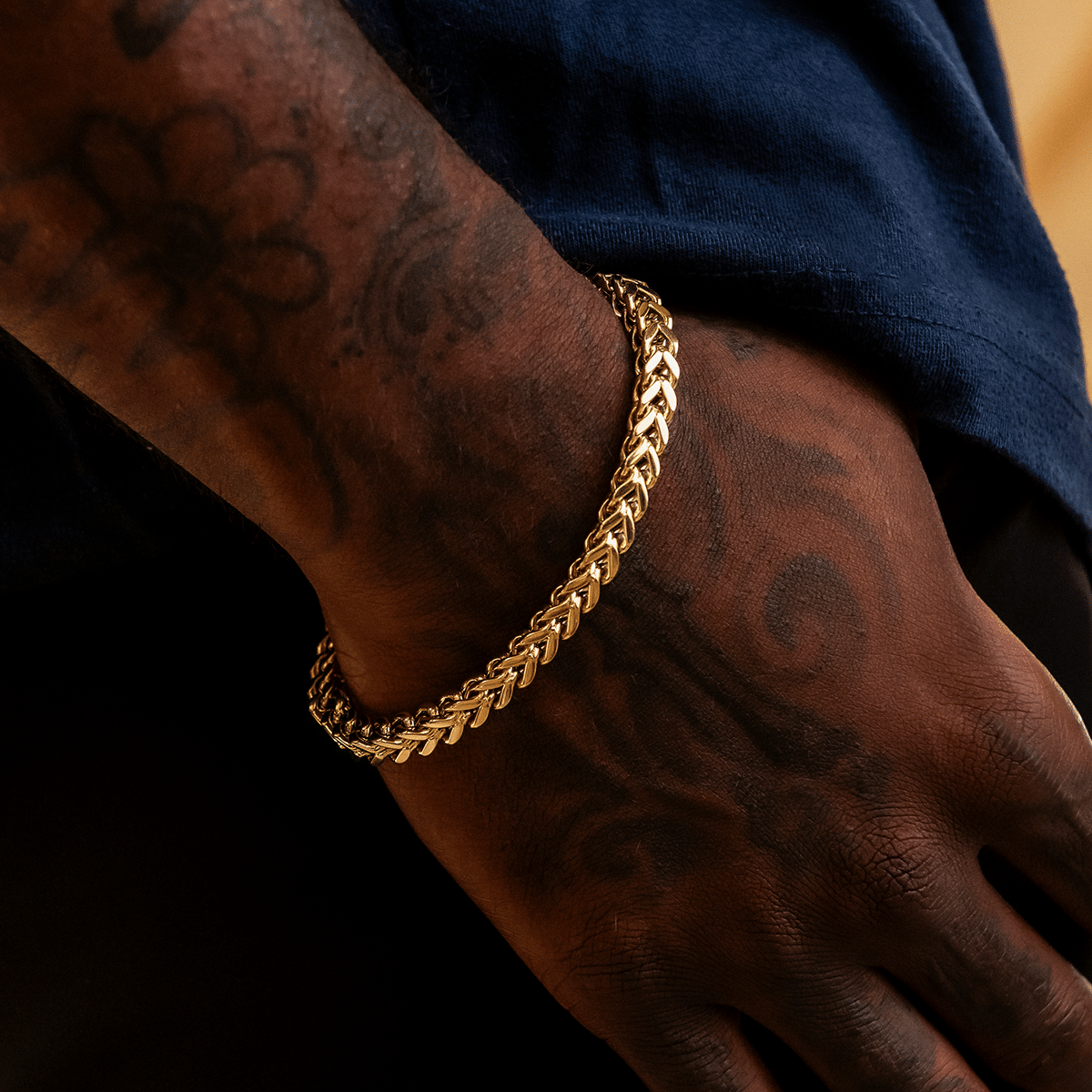 GLD Men Franco Bracelet in Yellow Gold - 6 mm