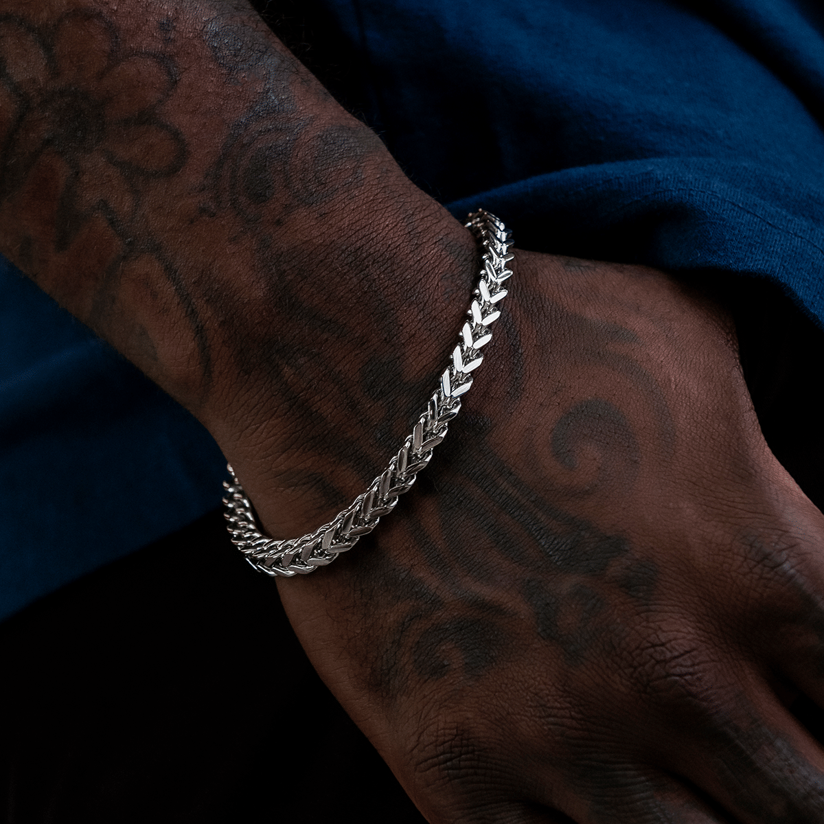GLD Men Franco Bracelet in White Gold - 6 mm