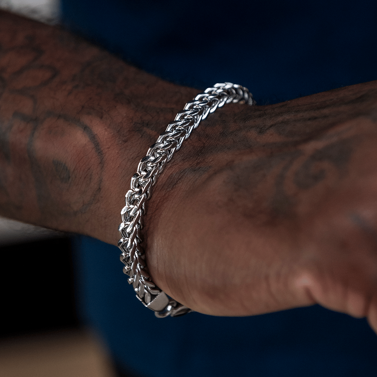 GLD Men Franco Bracelet in White Gold - 6 mm