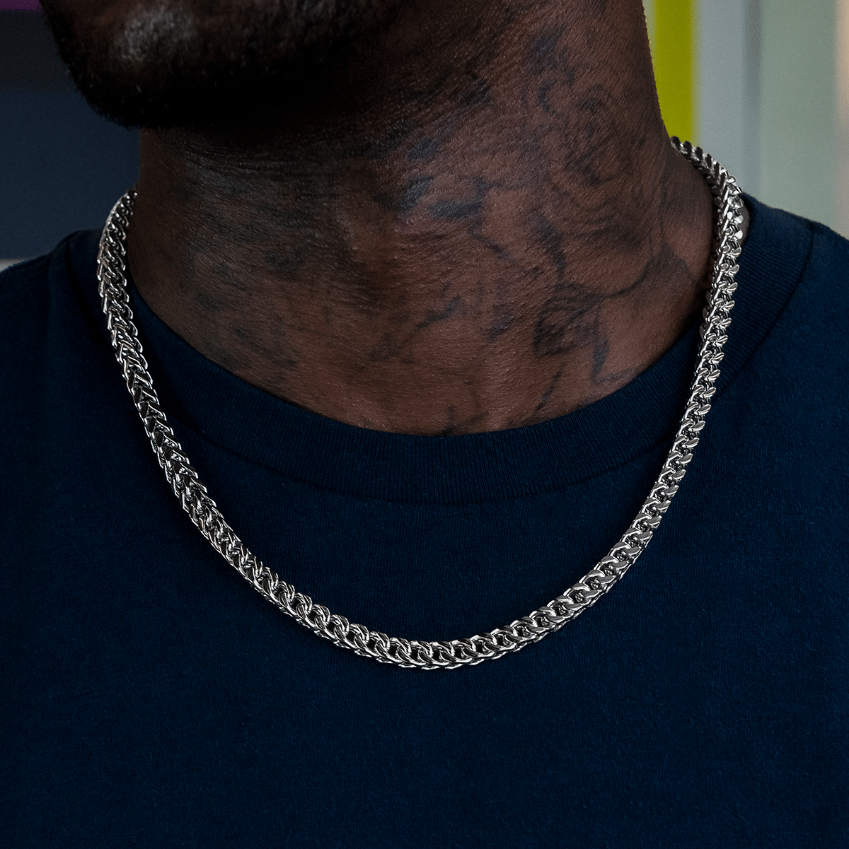 GLD Men Franco Chain in White Gold - 6 mm