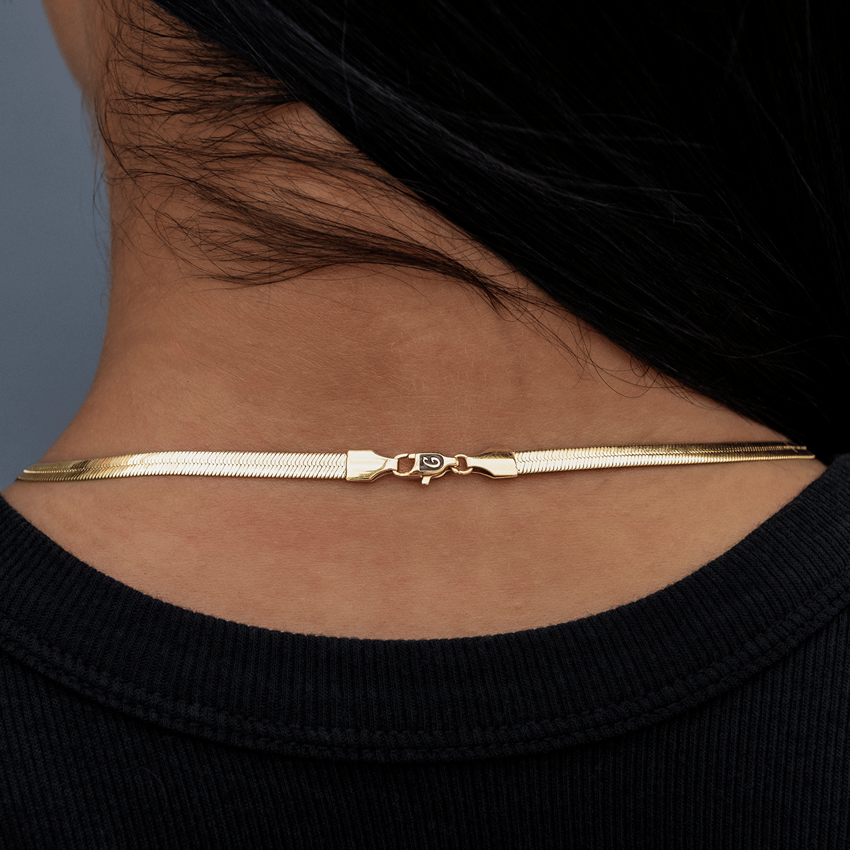 GLD Women Herringbone Necklace in Yellow Gold - 4 mm