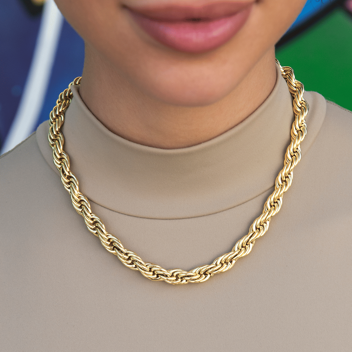 GLD Women Rope Necklace in Yellow Gold - 8 mm