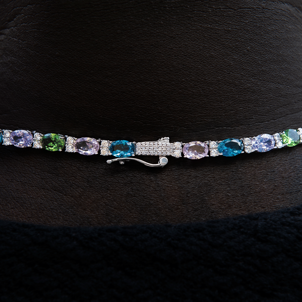 GLD Men Multicolor Mixed Oval Cut Tennis Royal Stones Chain - 5 mm