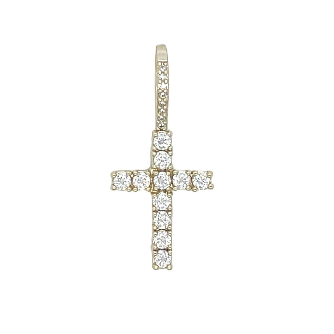 GLD Women Women's Moissanite Diamond Cross Micro Pendant in Yellow Gold Vermeil
