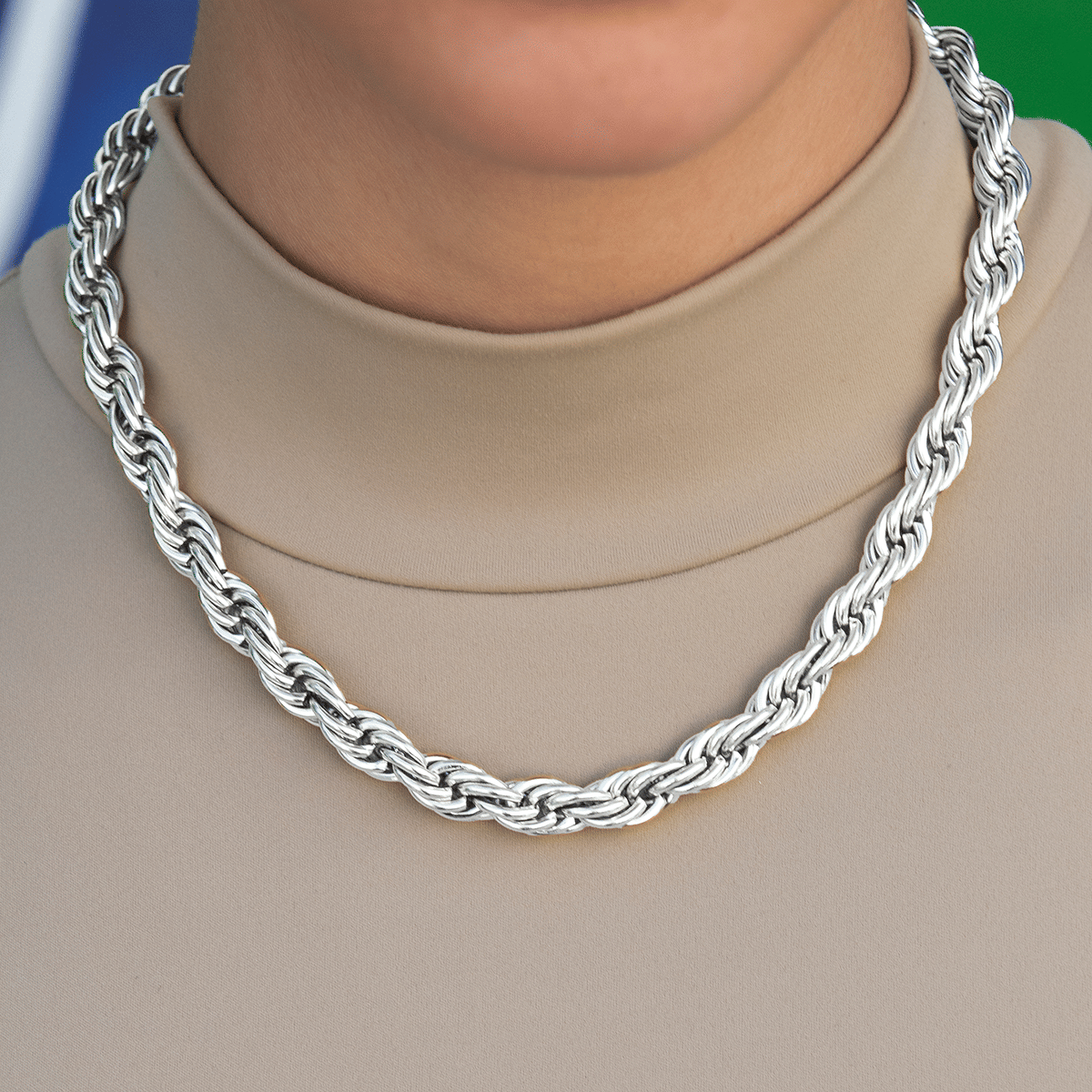 GLD Women Rope Necklace in White Gold - 8 mm