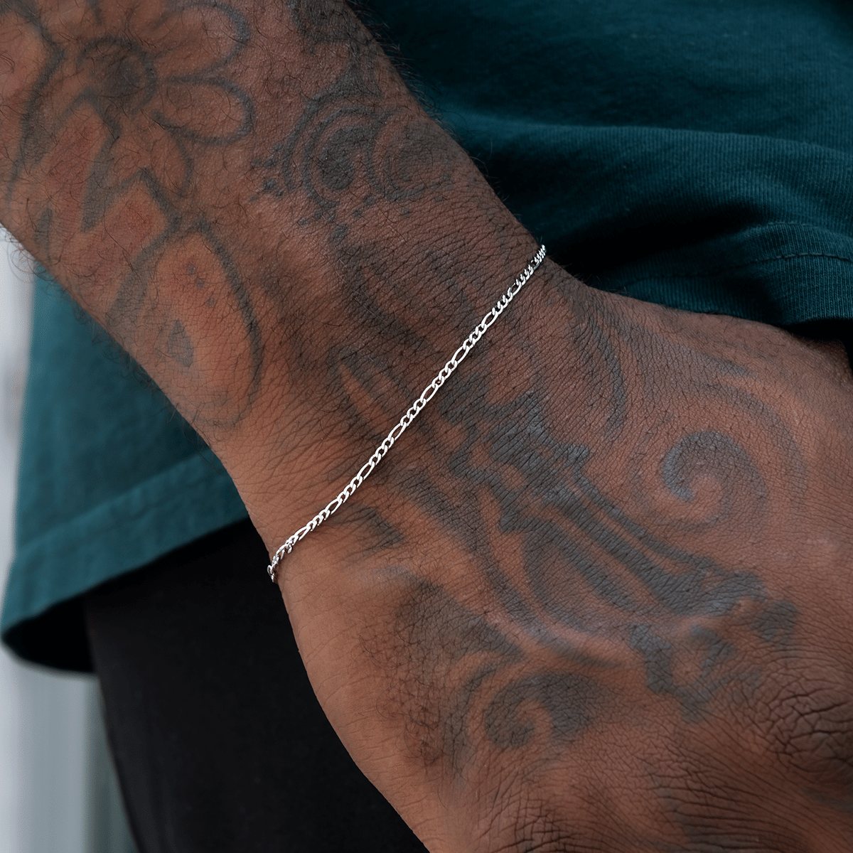 GLD PROMO SETS Figaro Bracelet in White Gold - 2 mm