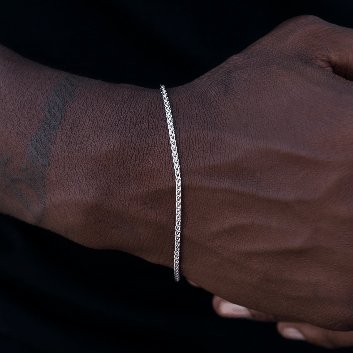 GLD PROMO SETS Palm Chain Bracelet in White Gold - 2 mm