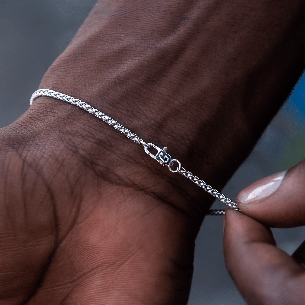 GLD PROMO SETS Palm Chain Bracelet in White Gold - 2 mm