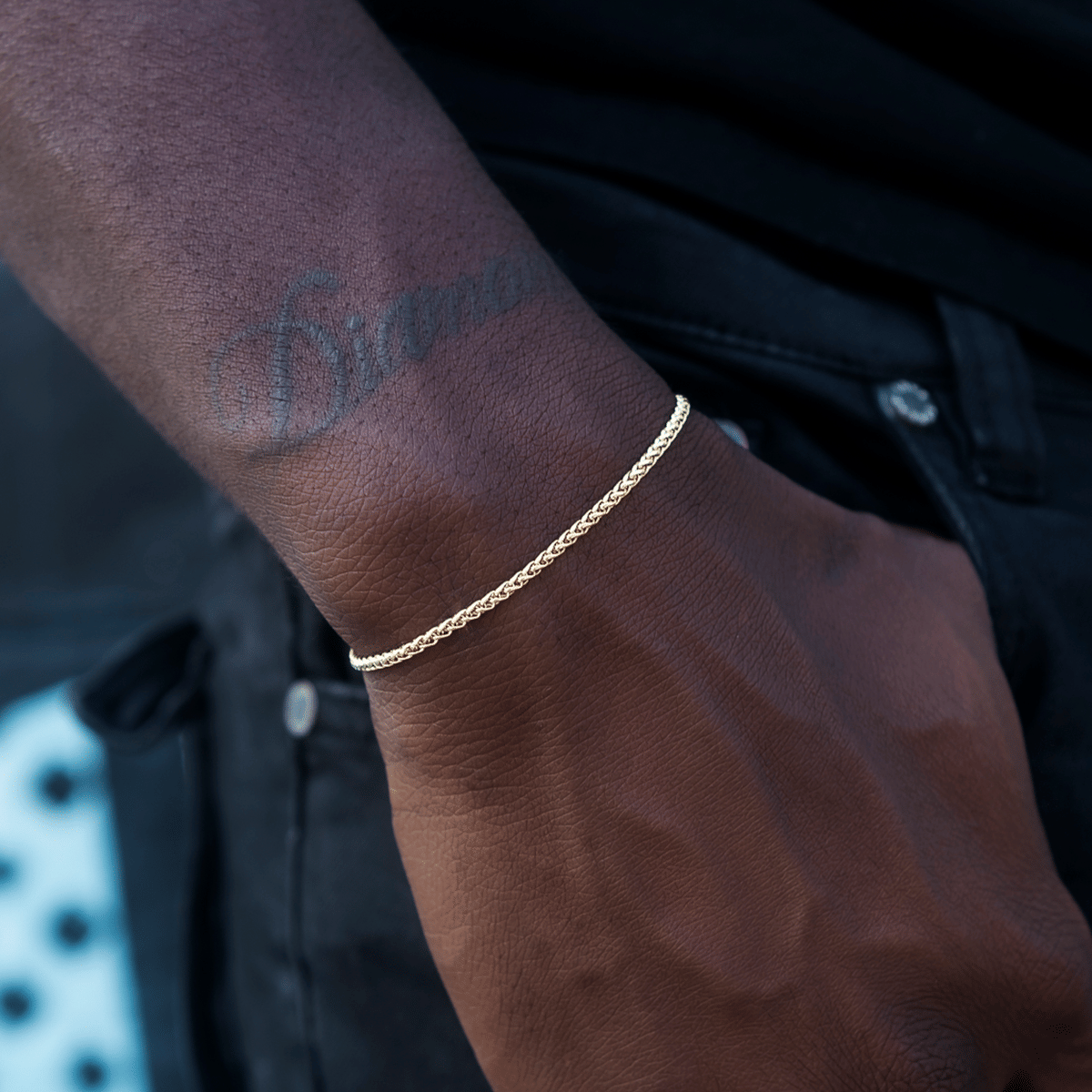 GLD PROMO SETS Palm Chain Bracelet in Yellow Gold - 2 mm