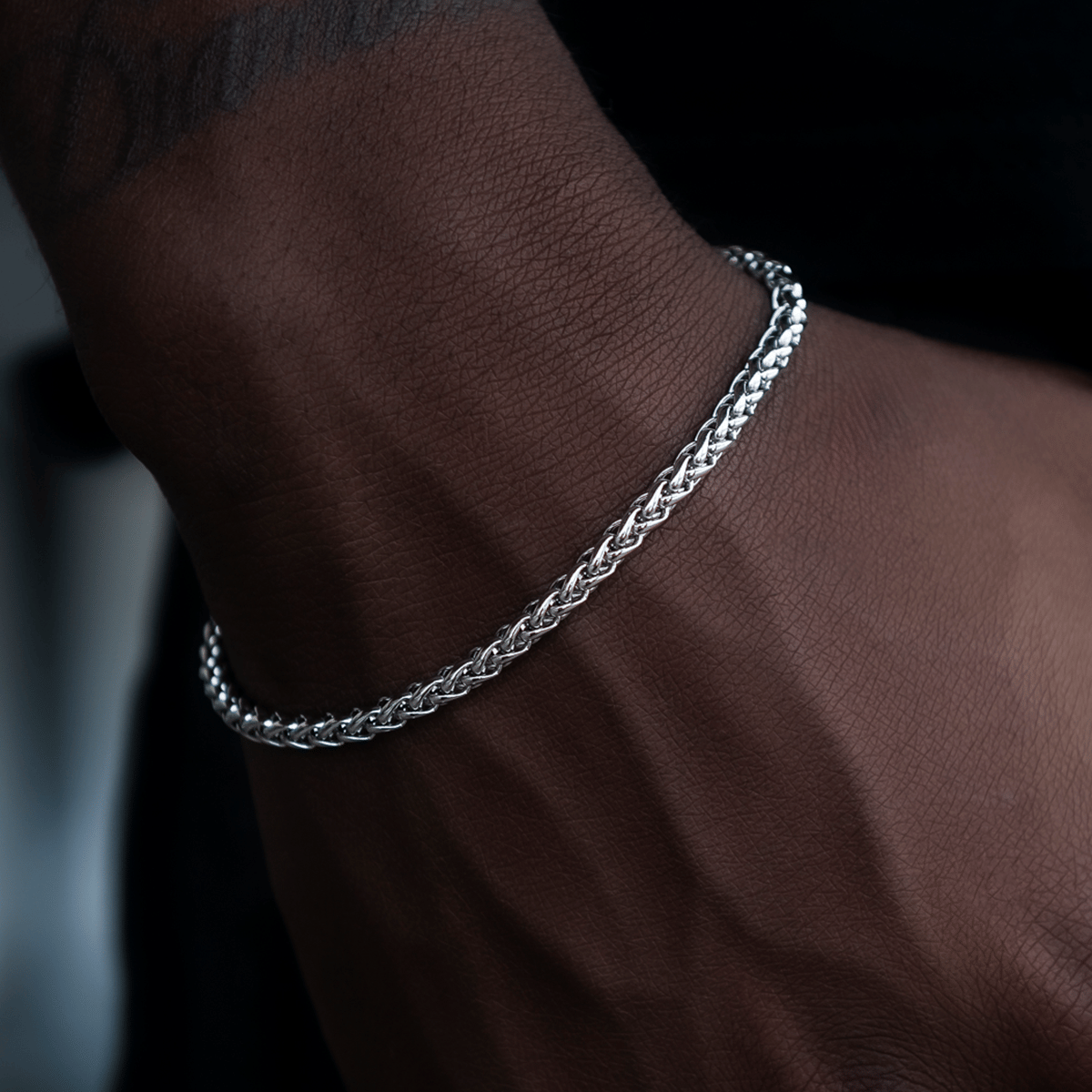 GLD PROMO SETS Palm Chain Bracelet in White Gold - 4 mm