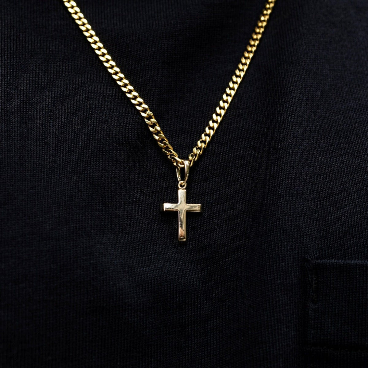 GLD PROMO SETS Micro Simple Cross Pendant in Yellow Gold