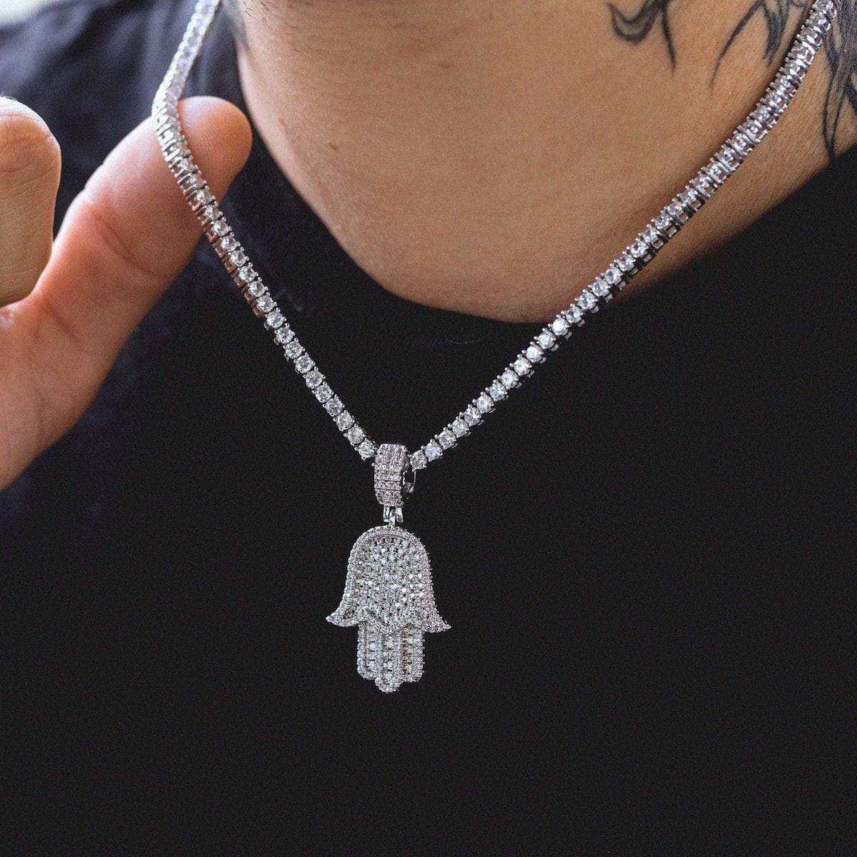 GLD PROMO SETS Hamsa Pendant in White Gold