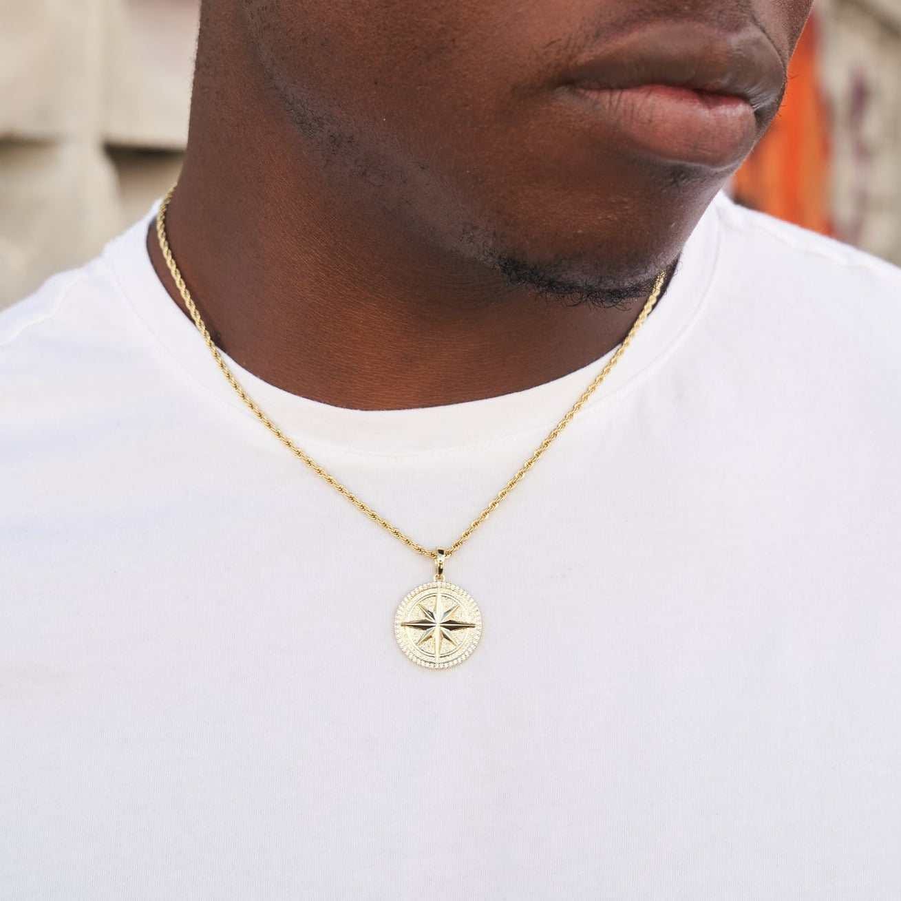 GLD PROMO SETS Compass Coin Pendant - Yellow Gold
