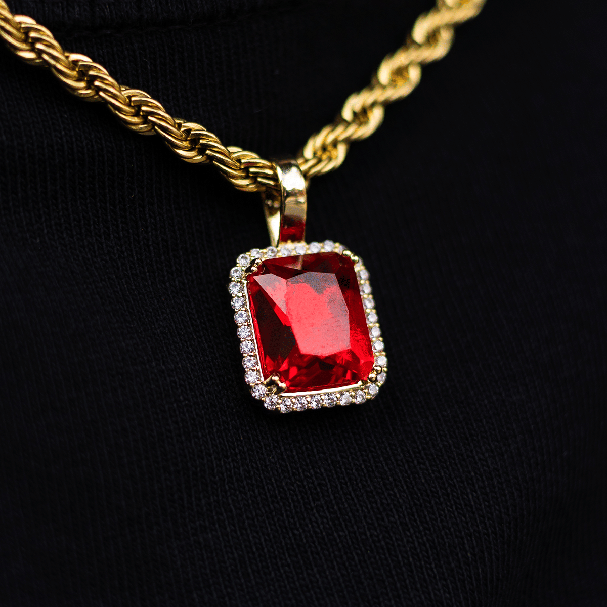 GLD PROMO SETS Micro Ruby Stone Pendant