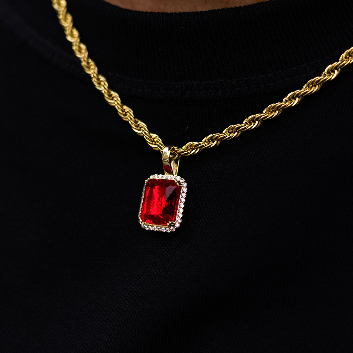 GLD PROMO SETS Micro Ruby Stone Pendant