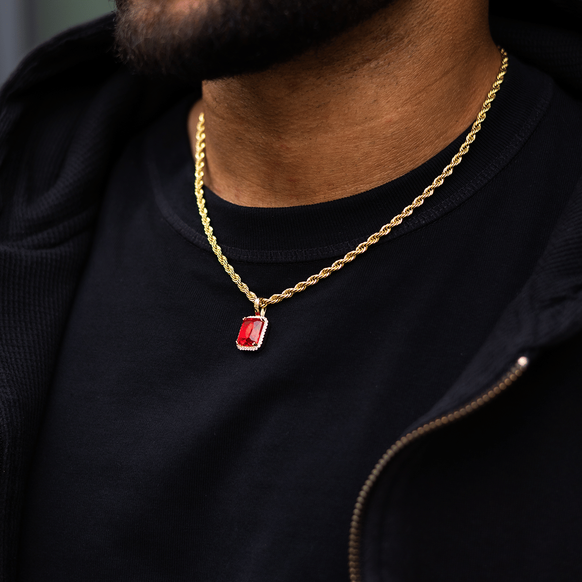 GLD PROMO SETS Micro Ruby Stone Pendant