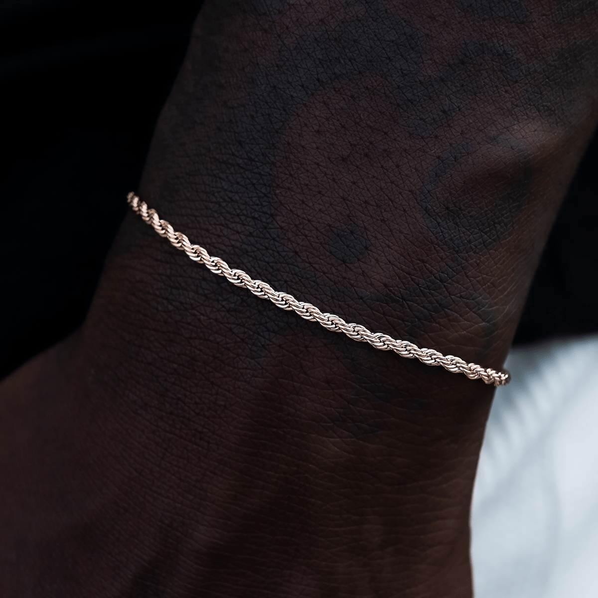 GLD Men Rope Bracelet in Rose Gold - 2 mm