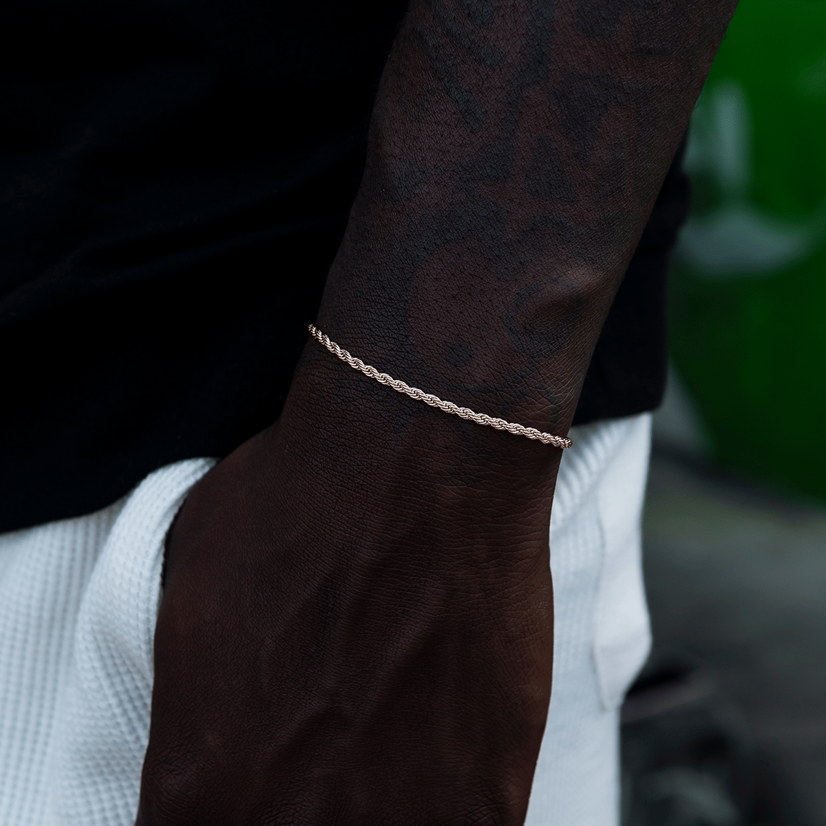 GLD Men Rope Bracelet in Rose Gold - 2 mm