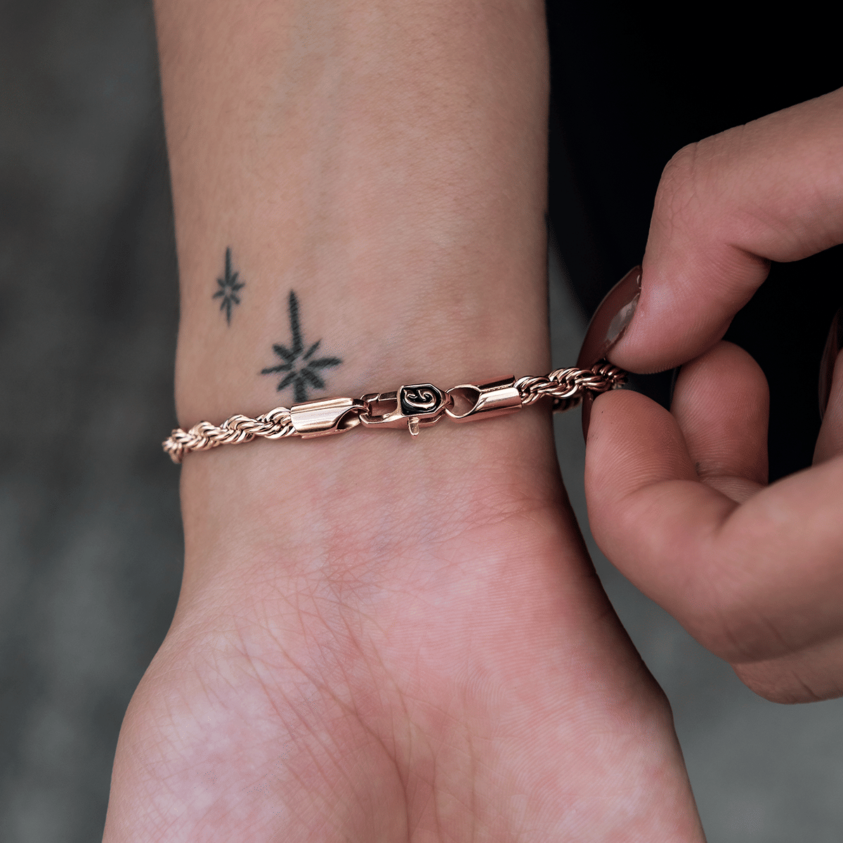 GLD Women Rope Bracelet in Rose Gold - 4 mm