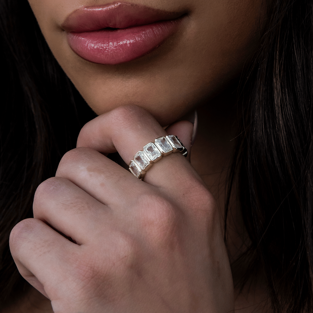GLD Women Baguette Bezel Ring in Yellow Gold Vermeil