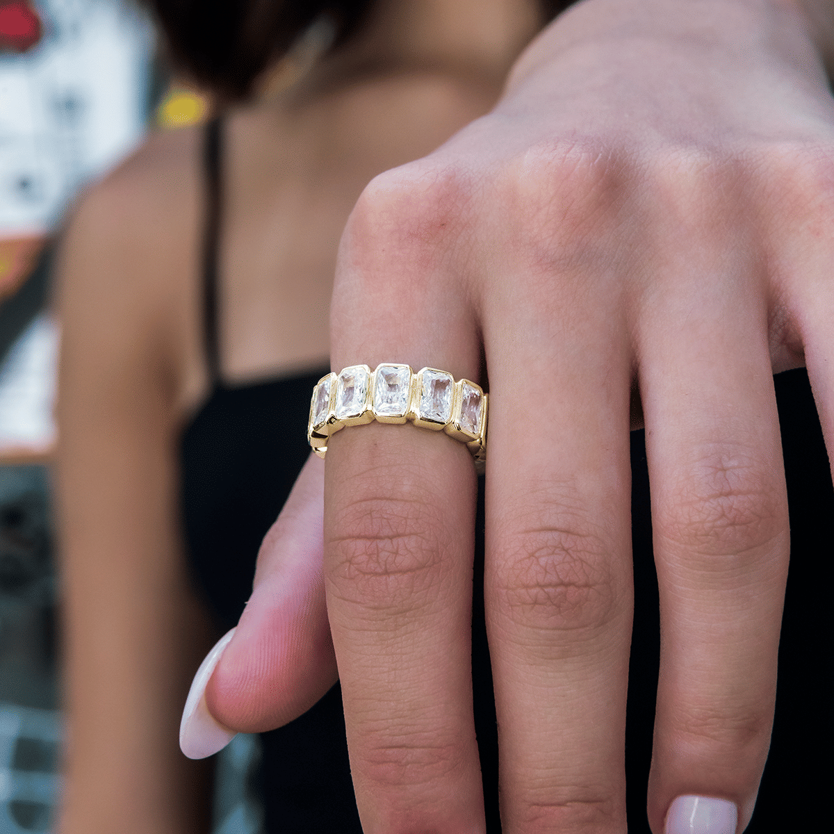 GLD Women Baguette Bezel Ring in Yellow Gold Vermeil