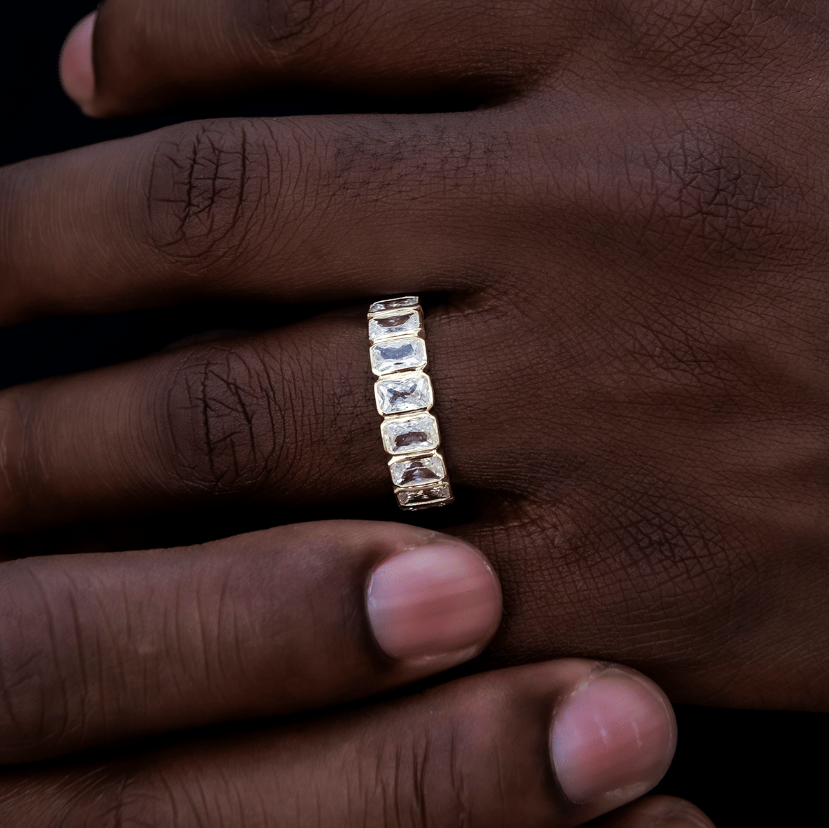 GLD Men Baguette Bezel Ring in Yellow Gold Vermeil
