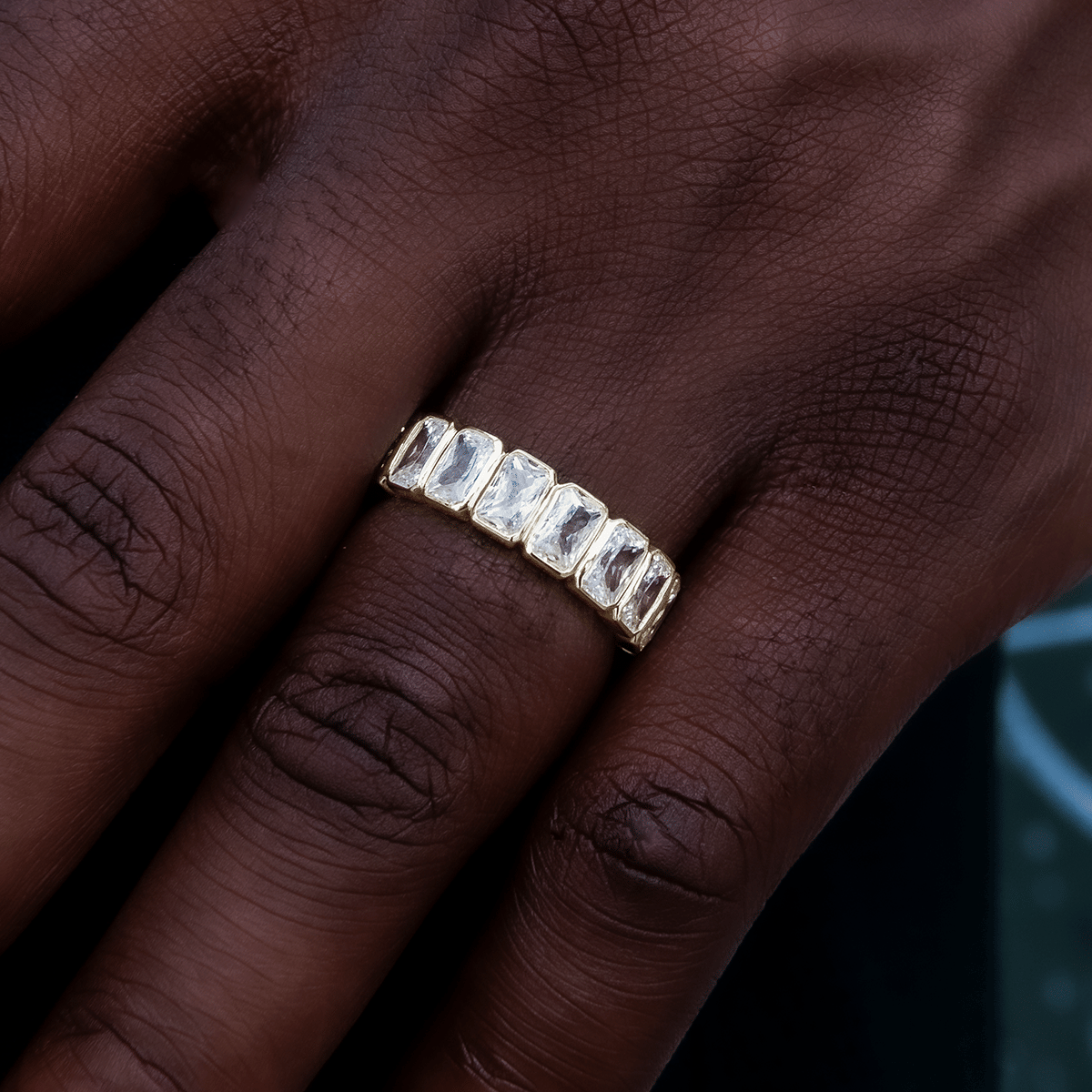 GLD Men Baguette Bezel Ring in Yellow Gold Vermeil