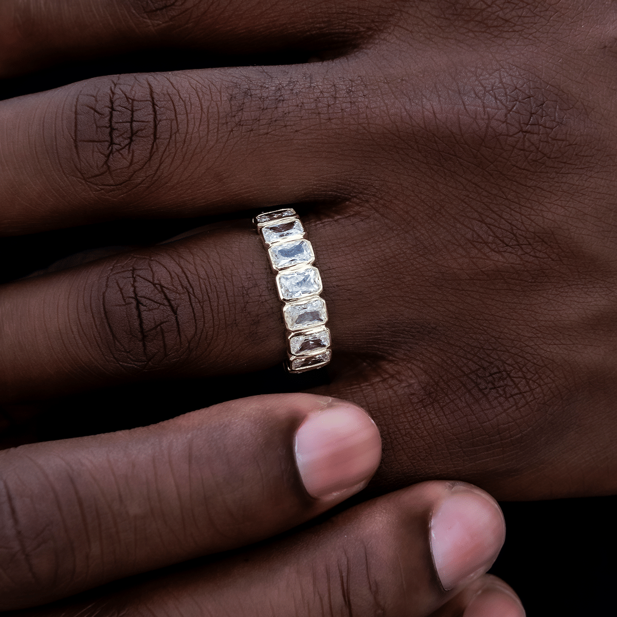 GLD Men Baguette Bezel Ring in Yellow Gold Vermeil