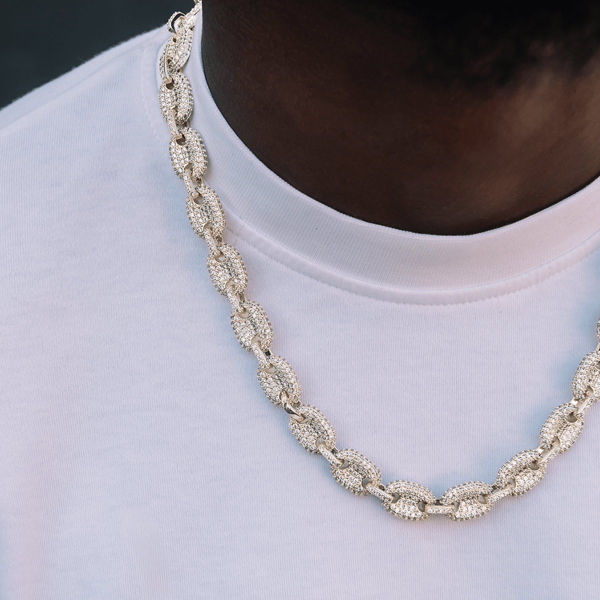 GLD Men Diamond Puffed Mariner Chain in Yellow Gold - 12 mm