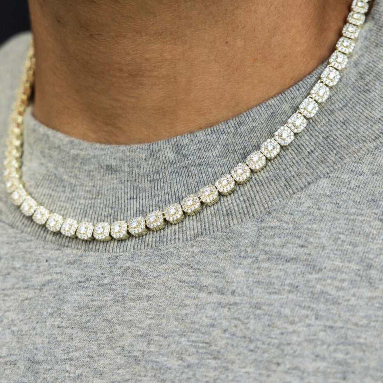 GLD Men Micro Clustered Tennis Chain - Yellow Gold