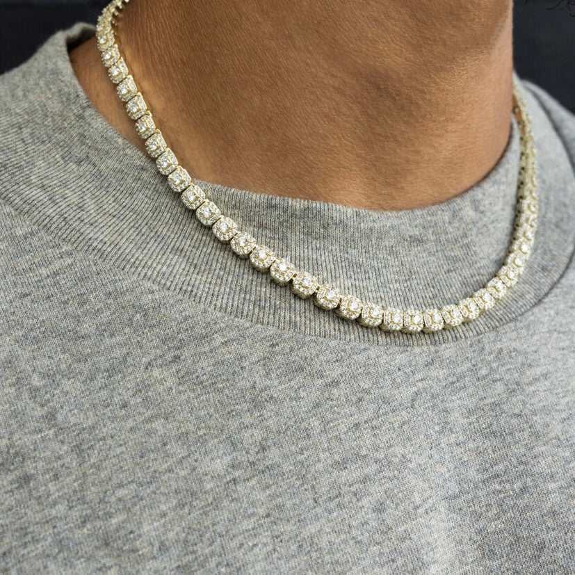 GLD Men Micro Clustered Tennis Chain - Yellow Gold