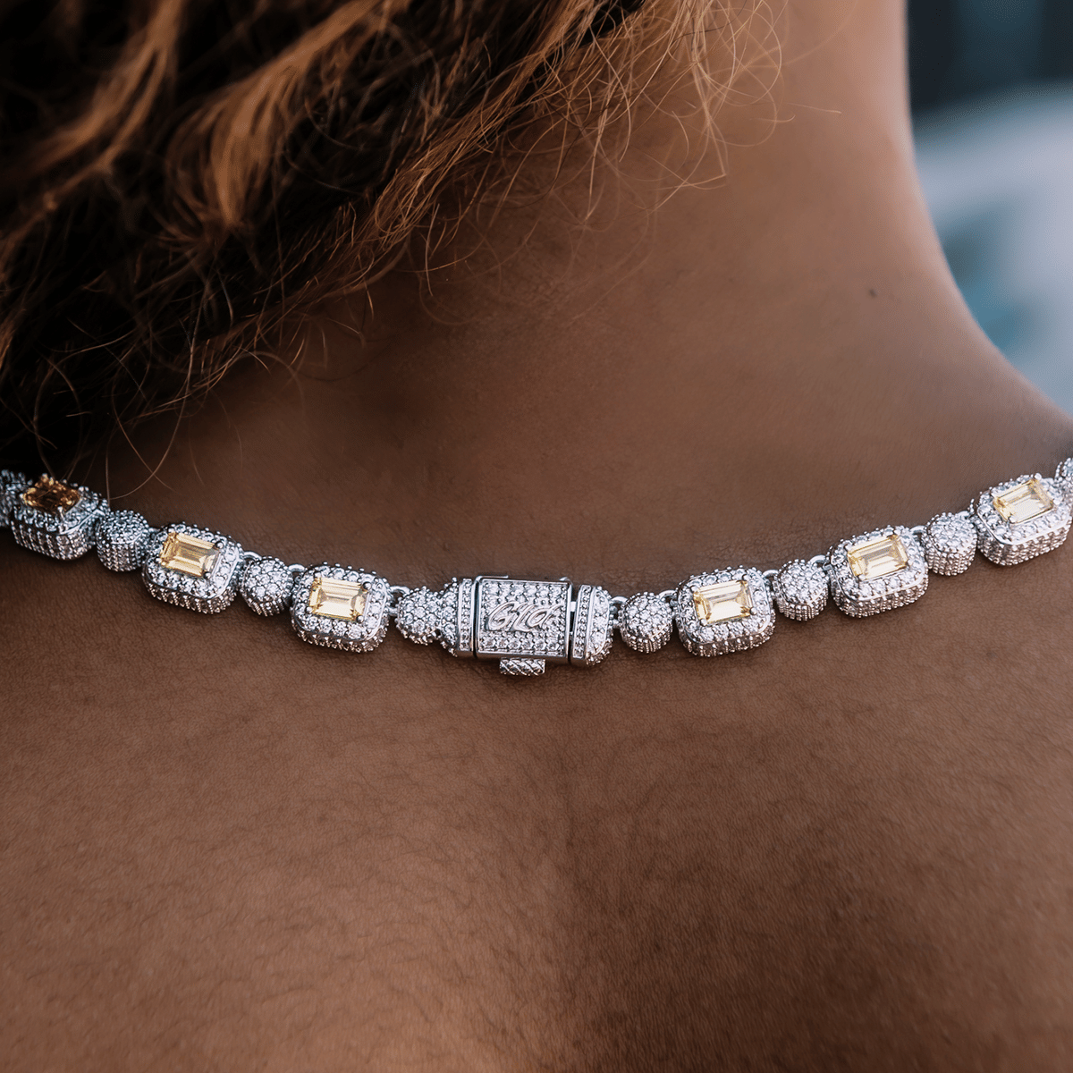 GLD Women Canary Baguette Pave Tennis Necklace
