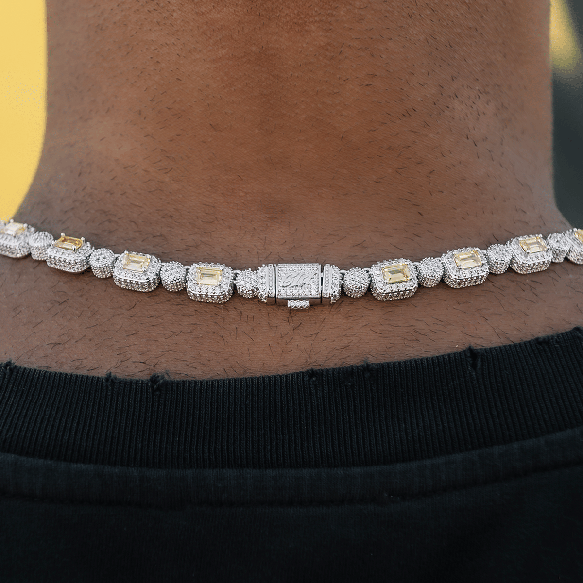 GLD Men Canary Baguette Pave Tennis Chain