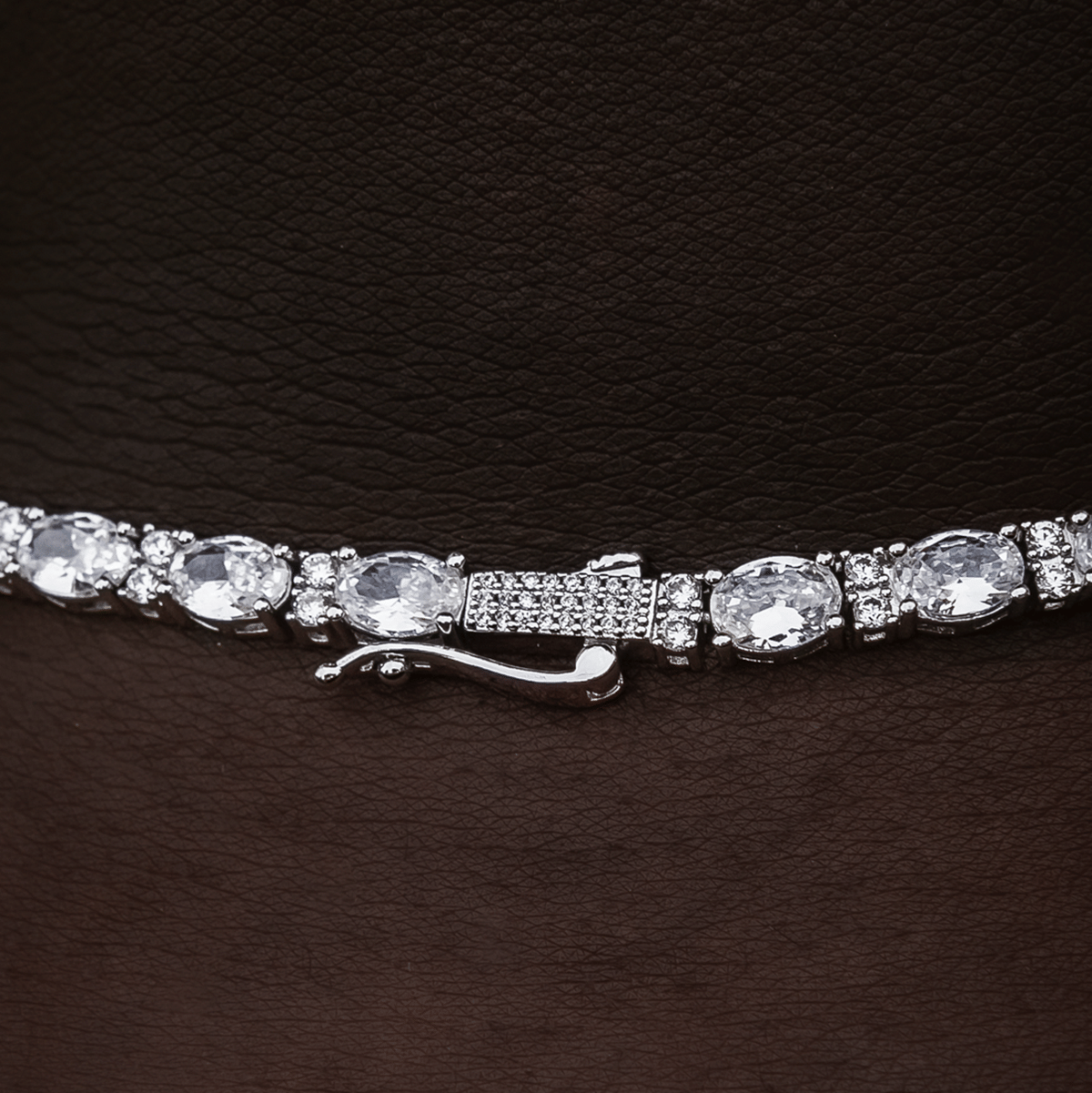GLD Men Diamond Mixed Oval Cut Tennis Chain in White Gold - 3 mm