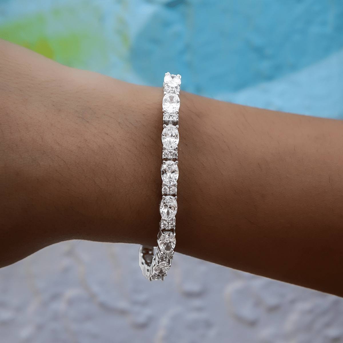 GLD Women Diamond Mixed Oval Cut Tennis Bracelet - 5 mm