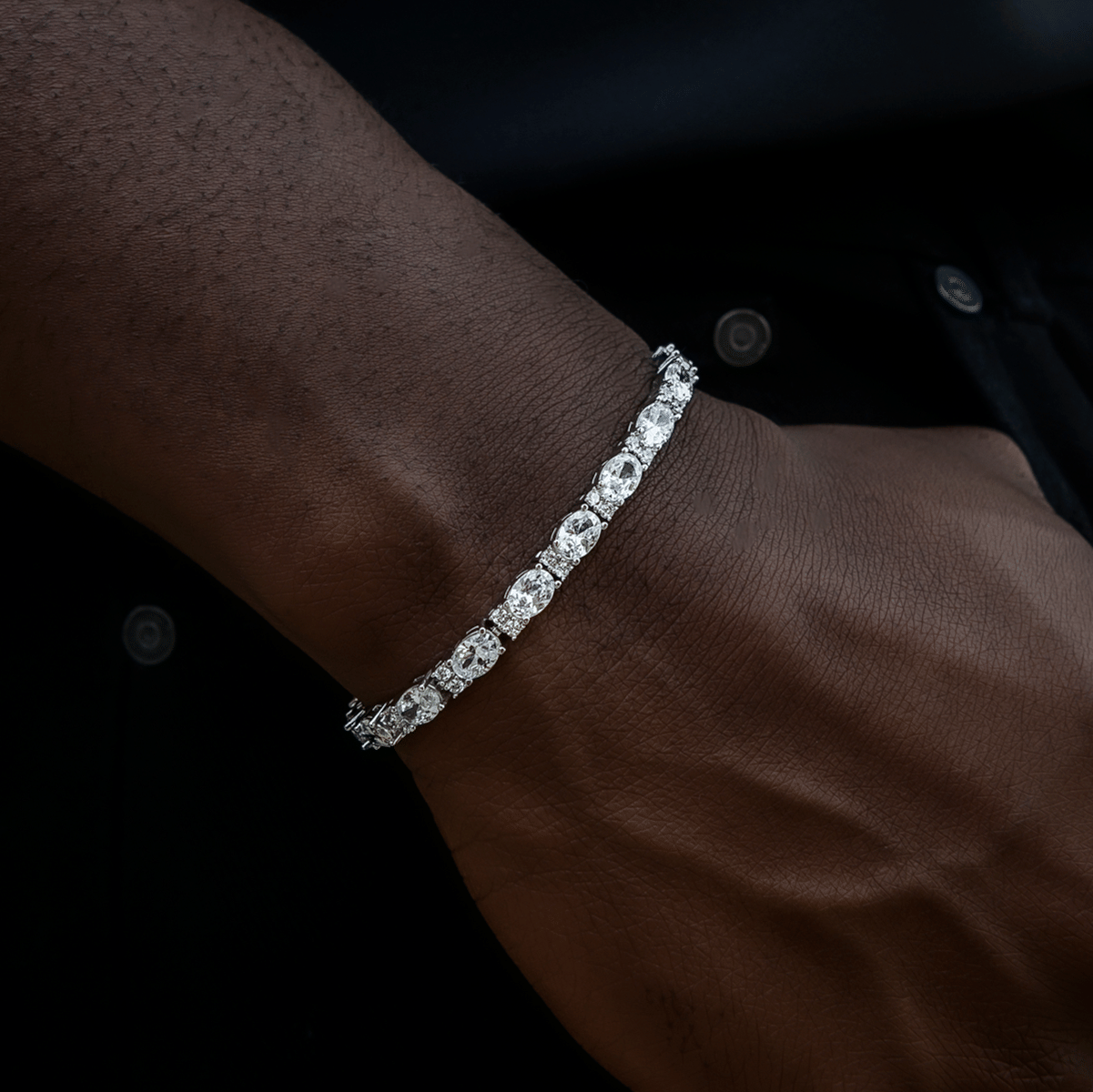 GLD Men Diamond Mixed Oval Cut Tennis Bracelet - 5 mm