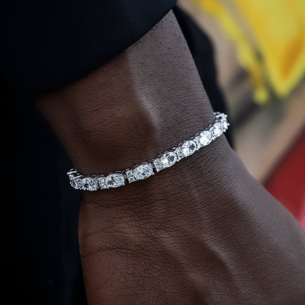 GLD Men Diamond Mixed Oval Cut Tennis Bracelet - 5 mm