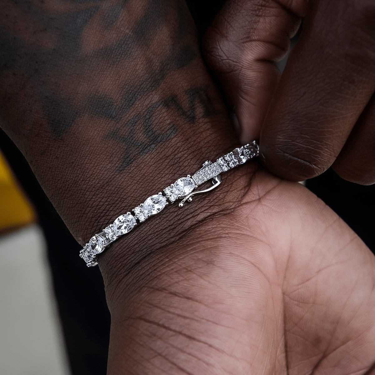 GLD Men Diamond Mixed Oval Cut Tennis Bracelet - 5 mm