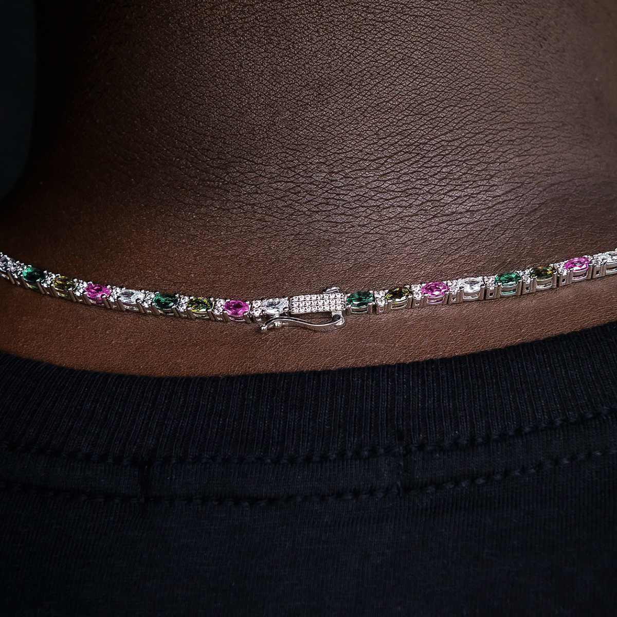 GLD Men Multicolor Mixed Oval Cut Tennis Chain - 3 mm