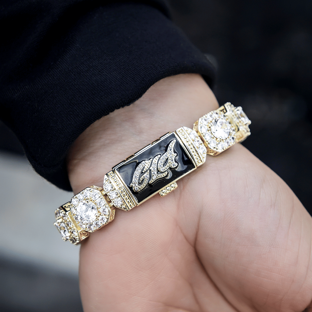 GLD Women Clustered Tennis Bracelet in Yellow Gold - 12 mm