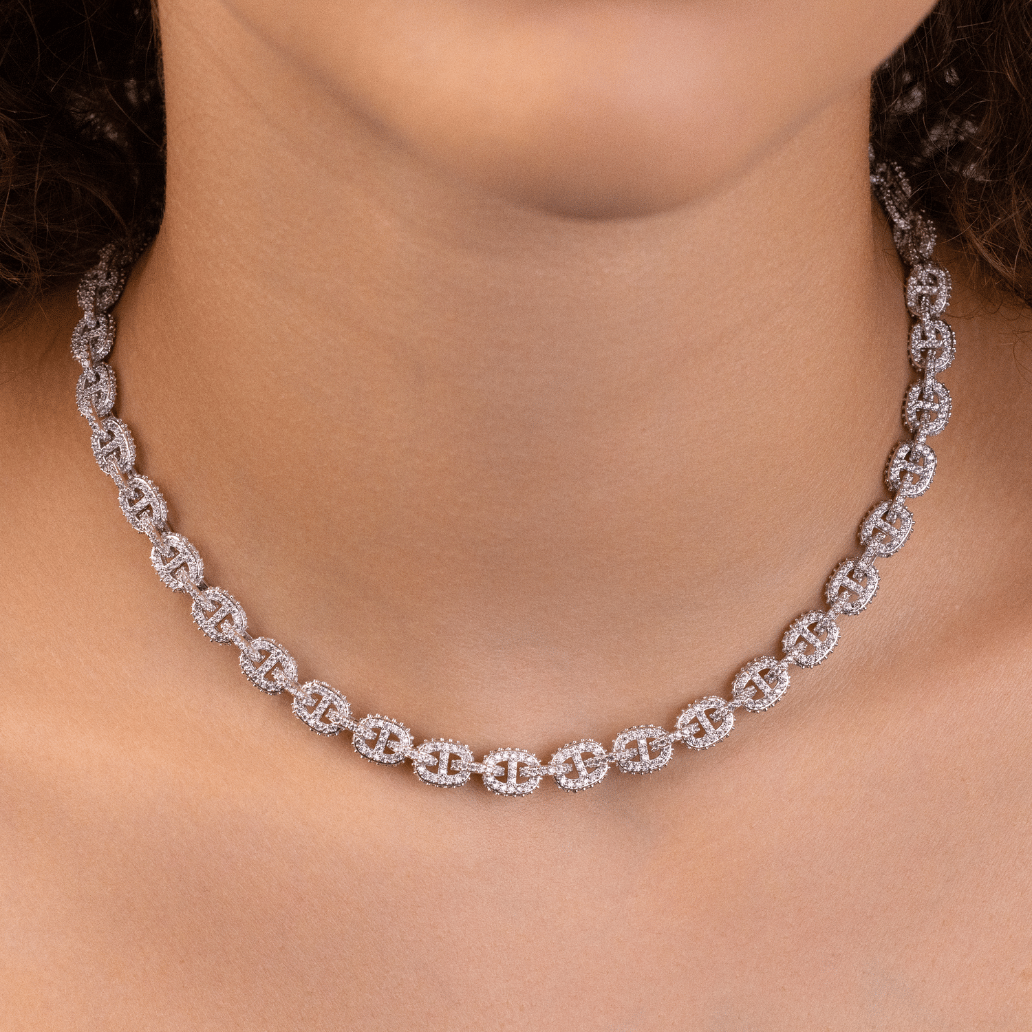 GLD PROMO - WOMEN Micro Valentina Necklace in White Gold