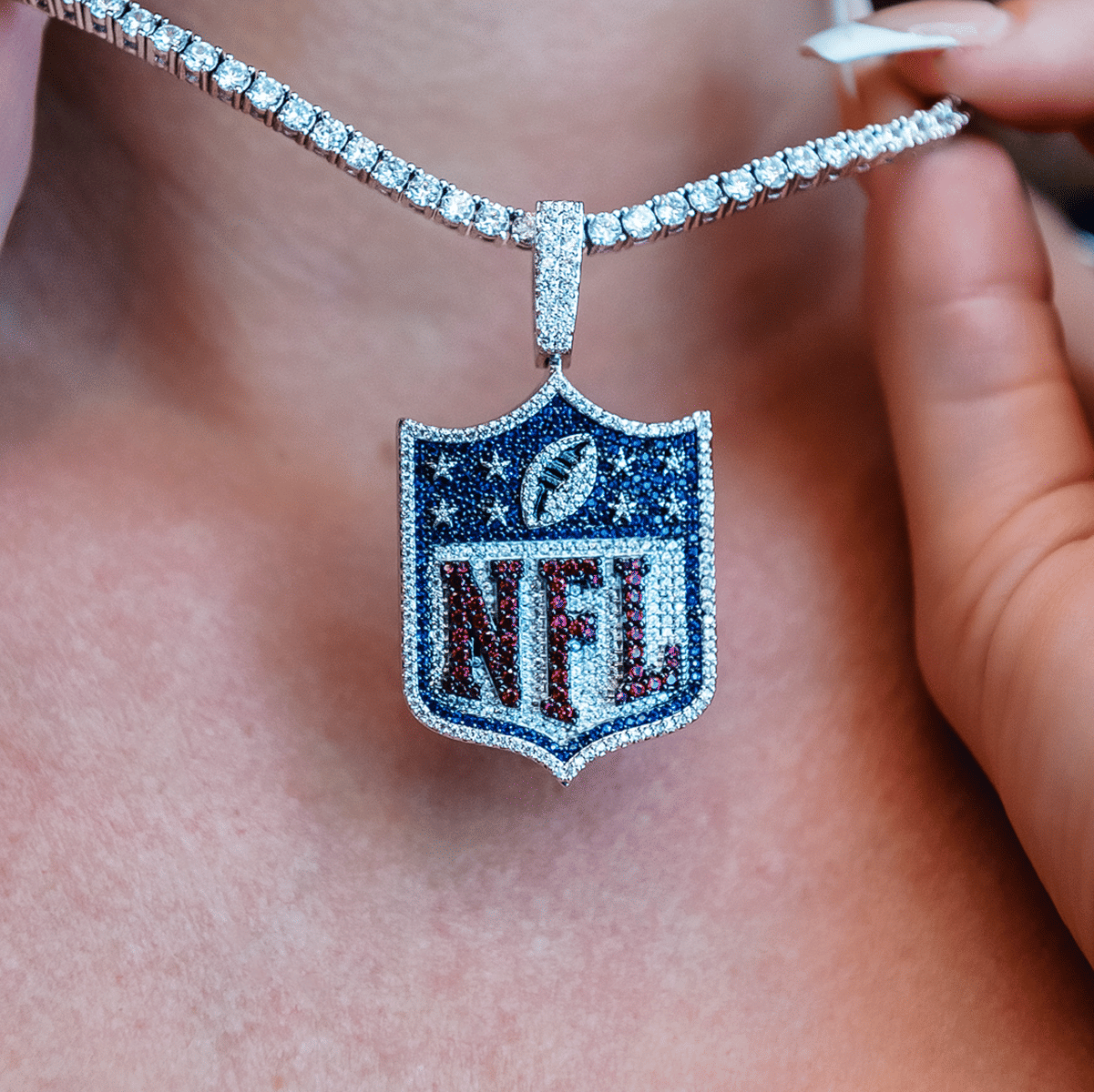 GLD Women Iced NFL Logo Pendant