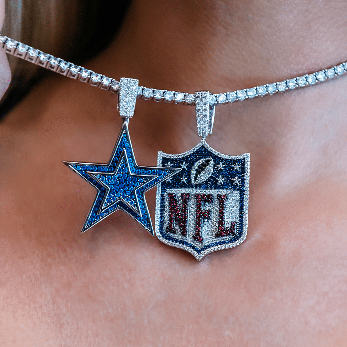 GLD Women Iced NFL Logo Pendant