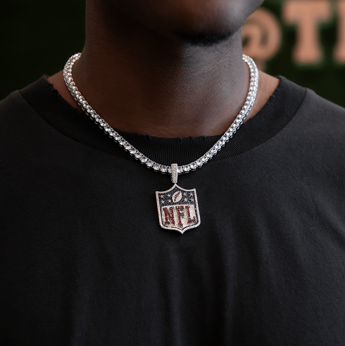 GLD Men Iced NFL Logo Pendant