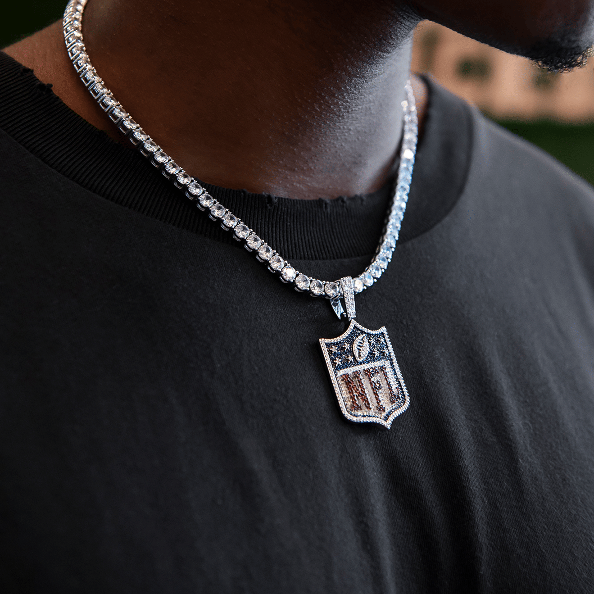 GLD Men Iced NFL Logo Pendant