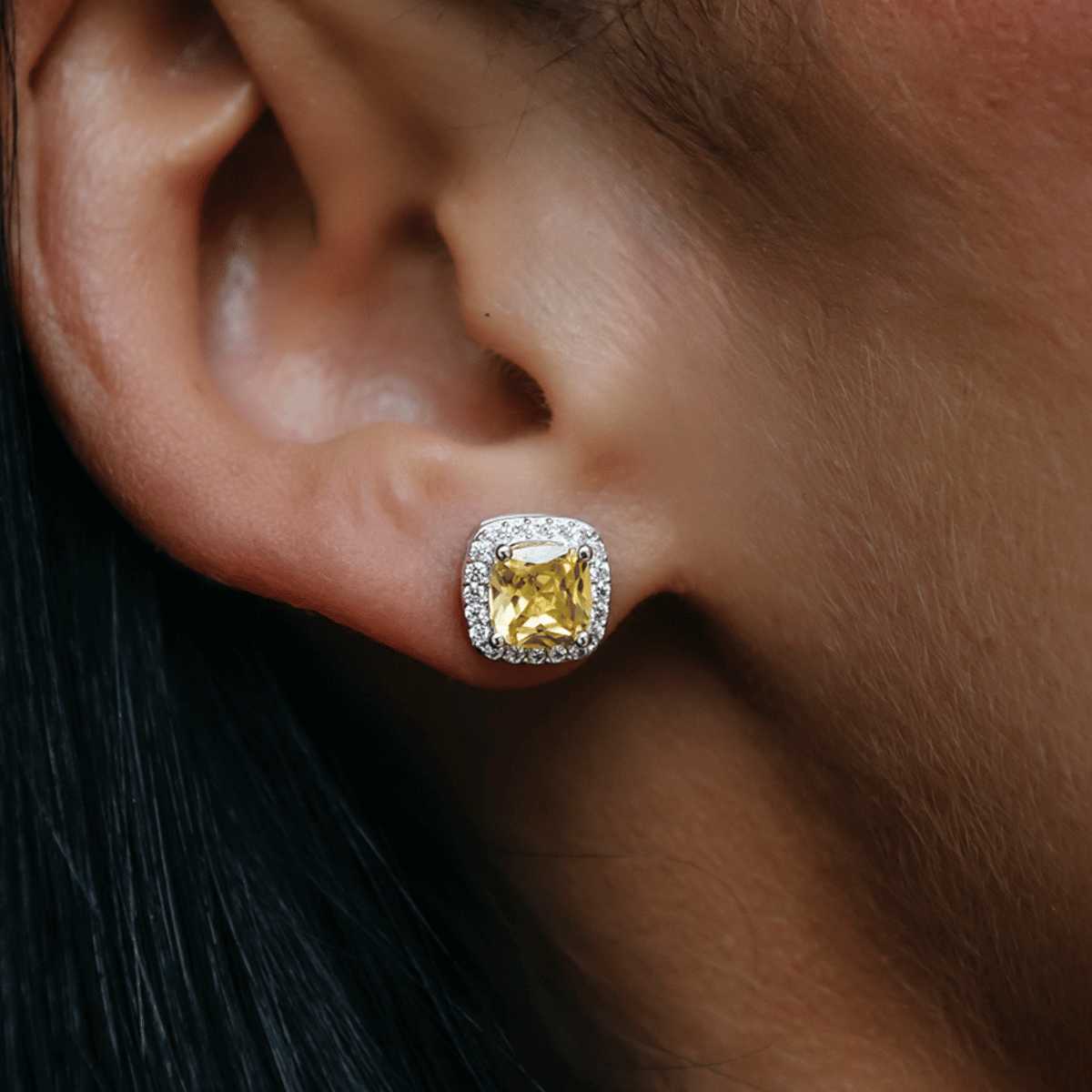 GLD Women Canary Cushion Cut Earrings