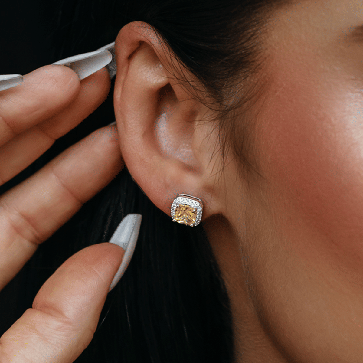 GLD Women Canary Cushion Cut Earrings