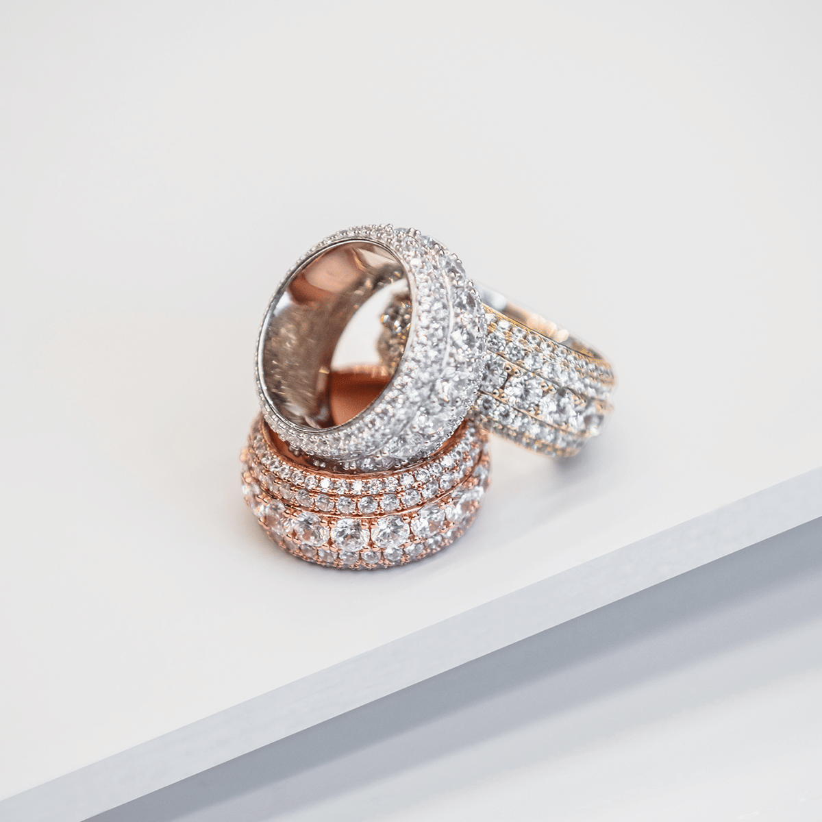GLD Women 5 Layer Diamond Band Ring in Rose Gold Vermeil