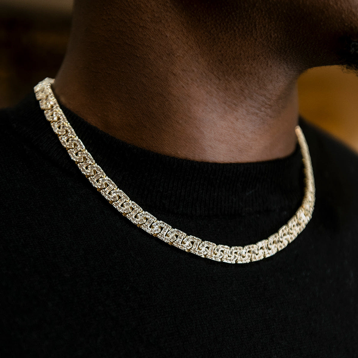 GLD Men Baguette Chain Link Necklace in Yellow Gold - 8 mm